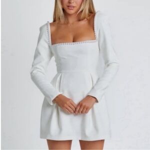 Oddmuse white pearl dress long sleeve mini